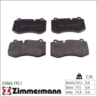Zimmermann Bremsbelagsatz, Scheibenbremse 23960.175.1
