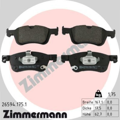 Zimmermann | Bremsbelagsatz, Scheibenbremse | 26594.175.1