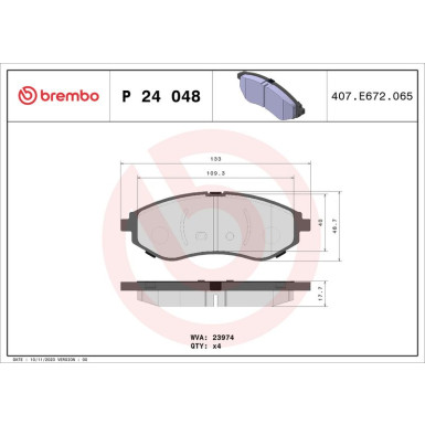 Brembo Bremsbelagsatz, Scheibenbremse PRIME LINE P 24 048
