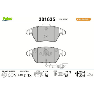 Valeo Bremsbelagsatz, Scheibenbremse ESSENTIAL 301635