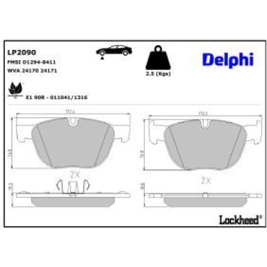 Delphi Bremsbelagsatz, Scheibenbremse LP2090