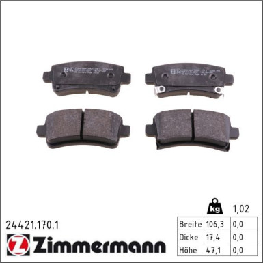 Zimmermann Bremsbelagsatz, Scheibenbremse 24421.170.1