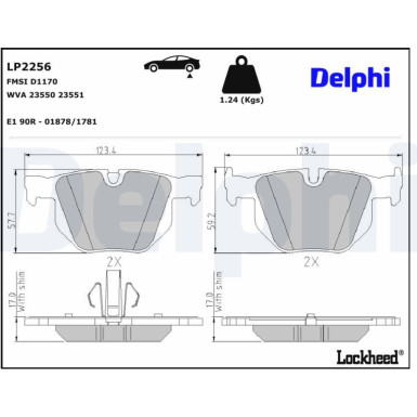 Delphi | Bremsbelagsatz, Scheibenbremse | LP2256