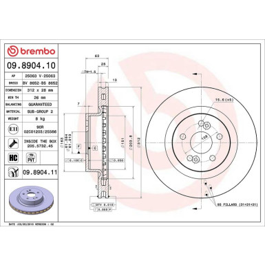 09.8904.11 Bremsscheibe PRIME LINE - UV Coated