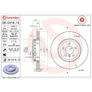 09.C418.13 Bremsscheibe PRIME LINE - Composite 09.C418.13 Bremsscheibe PRIME LINE - Composite