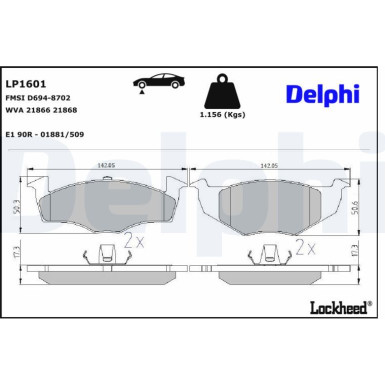 LP1601 Bremsbelagsatz, Scheibenbremse