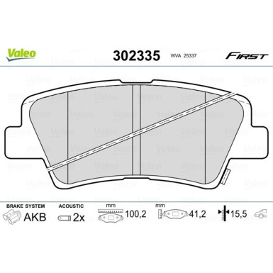 Valeo | Bremsbelagsatz, Scheibenbremse | 302335