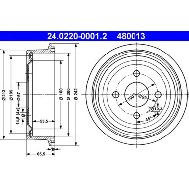 ATE | Bremstrommel | 24.0220-0001.2