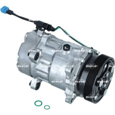 NRF EASY FIT 32064 Klimakompressor SD7V16 WITH ADAPTER, 12V, PAG 46, mit PAG-Kompressoröl, mit Dichtring
