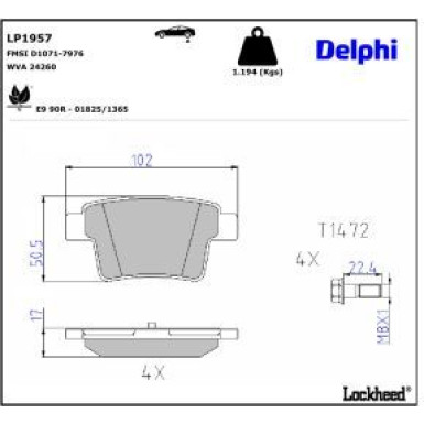Delphi Bremsbelagsatz, Scheibenbremse LP1957