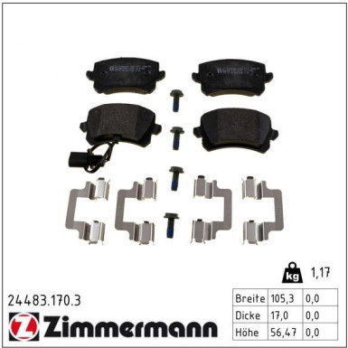 Zimmermann Bremsbelagsatz, Scheibenbremse 24483.170.3