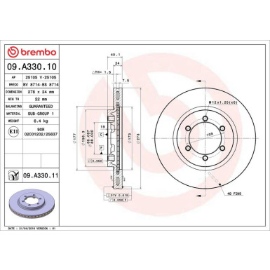 09.A330.11 Bremsscheibe PRIME LINE - UV Coated 09.A330.11 Bremsscheibe PRIME LINE - UV Coated