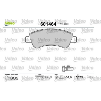 Valeo | Bremsbelagsatz, Scheibenbremse | 601464