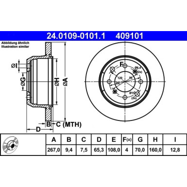 ATE | Bremsscheibe | 24.0109-0101.1 ATE | Bremsscheibe | 24.0109-0101.1