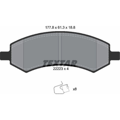 Textar | Bremsbelagsatz, Scheibenbremse | 2222301