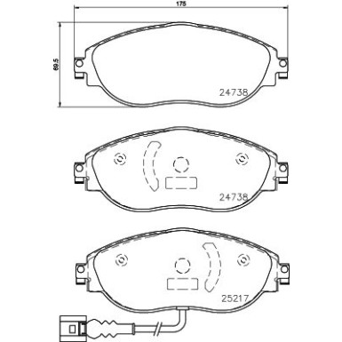 Hella | Bremsbelagsatz, Scheibenbremse | 8DB 355 015-921