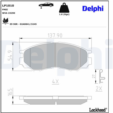 Delphi | Bremsbelagsatz, Scheibenbremse | LP1010