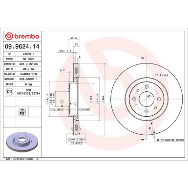 Brembo Bremsscheibe PRIME LINE 09.9624.14