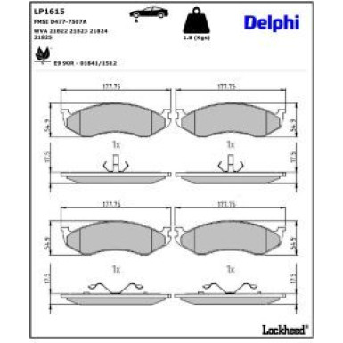 Delphi Bremsbelagsatz, Scheibenbremse LP1615
