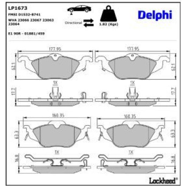 Delphi Bremsbelagsatz, Scheibenbremse LP1673