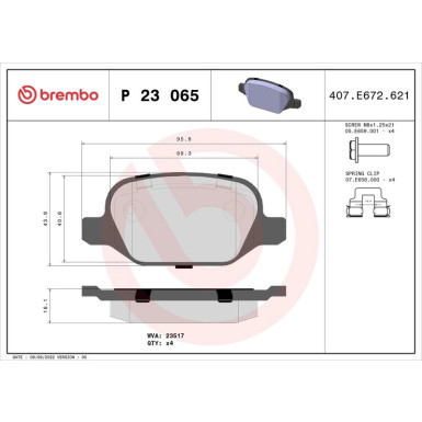 Brembo Bremsbelagsatz, Scheibenbremse PRIME LINE P 23 065