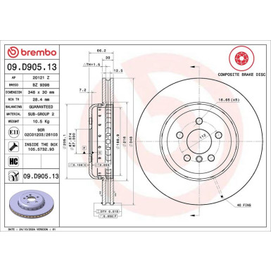 Brembo Bremsscheibe PRIME LINE - Composite 09.D905.13