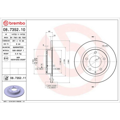 Brembo Bremsscheibe PRIME LINE - UV Coated 08.7352.11