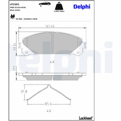 LP2201 Bremsbelagsatz, Scheibenbremse