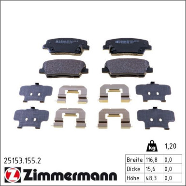 Zimmermann Bremsbelagsatz, Scheibenbremse 25153.155.2