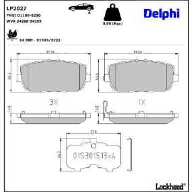 Delphi Bremsbelagsatz, Scheibenbremse LP2027