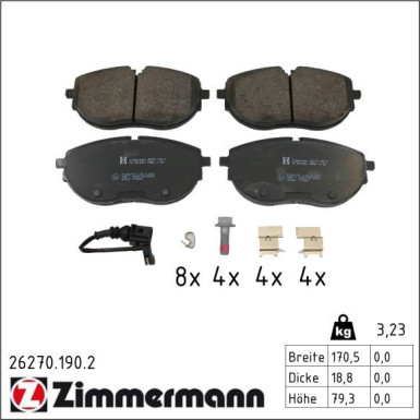 Zimmermann Bremsbelagsatz, Scheibenbremse 26270.190.2