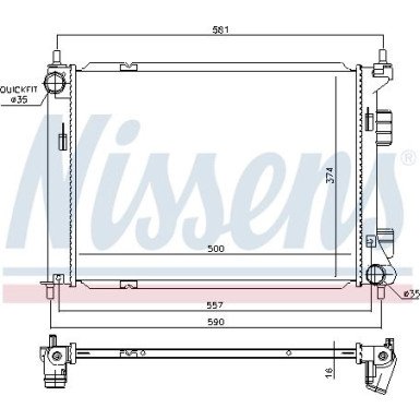 Nissens | Kühler, Motorkühlung | 67603