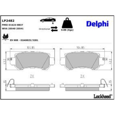 Delphi Bremsbelagsatz, Scheibenbremse LP2482