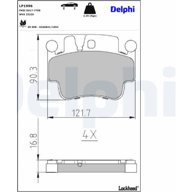 Delphi | Bremsbelagsatz, Scheibenbremse | LP1996 Delphi | Bremsbelagsatz, Scheibenbremse | LP1996
