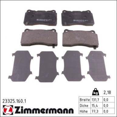 Zimmermann Bremsbelagsatz, Scheibenbremse 23325.160.1