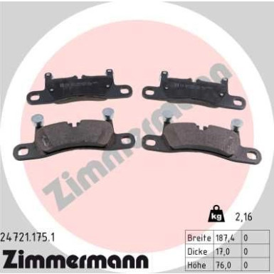Zimmermann | Bremsbelagsatz, Scheibenbremse | 24721.175.1