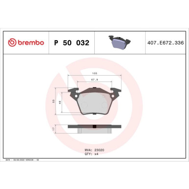 Brembo Bremsbelagsatz, Scheibenbremse PRIME LINE P 50 032