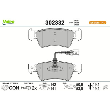 Valeo | Bremsbelagsatz, Scheibenbremse | 302332