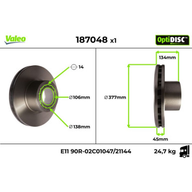 Valeo | Bremsscheibe | 187048