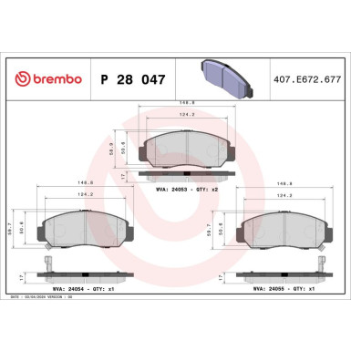 Brembo Bremsbelagsatz, Scheibenbremse PRIME LINE P 28 047