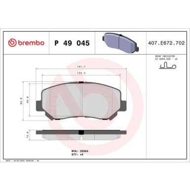 Brembo Bremsbelagsatz, Scheibenbremse PRIME LINE P 49 045