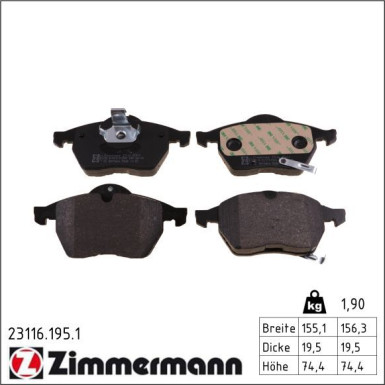 Zimmermann Bremsbelagsatz, Scheibenbremse 23116.195.1