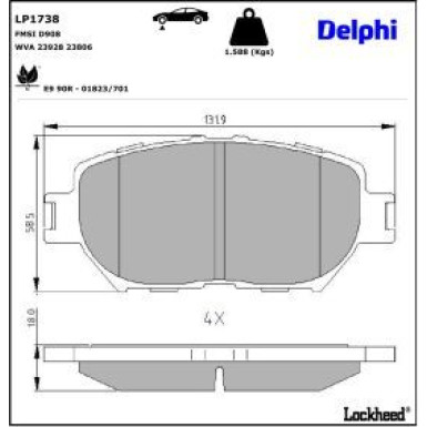 Delphi Bremsbelagsatz, Scheibenbremse LP1738