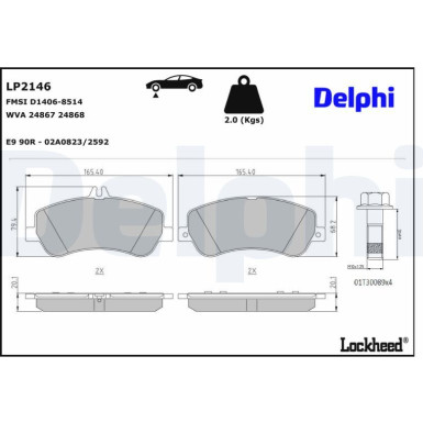 LP2146 Bremsbelagsatz, Scheibenbremse