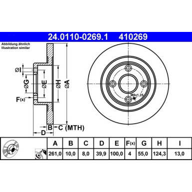 ATE | Bremsensatz, Scheibenbremse | 24.0110-0269.1+13.0460-5804.2