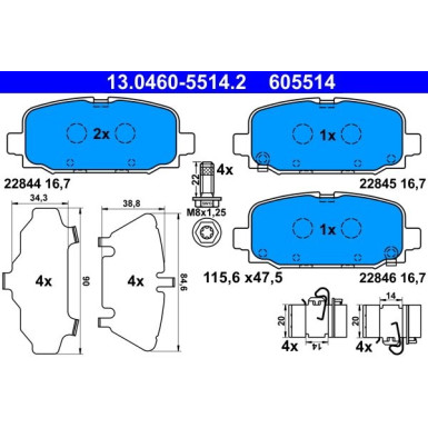 13.0460-5514.2 Bremsbelagsatz, Scheibenbremse