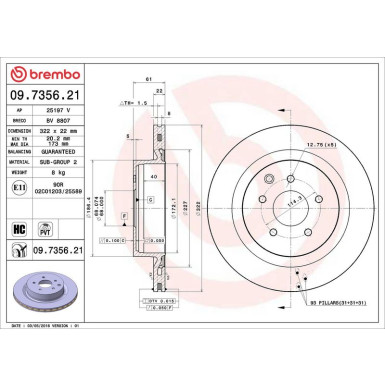 Brembo Bremsscheibe PRIME LINE - UV Coated 09.7356.21