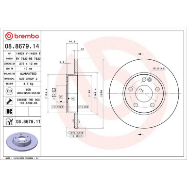 Brembo Bremsscheibe PRIME LINE - UV Coated 08.8679.11