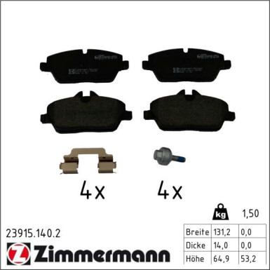 Zimmermann Bremsbelagsatz, Scheibenbremse 23915.140.2