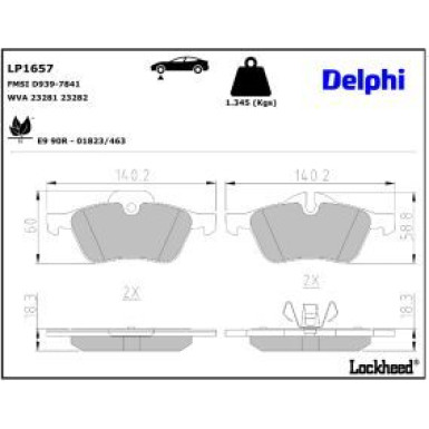 Delphi Bremsbelagsatz, Scheibenbremse LP1657